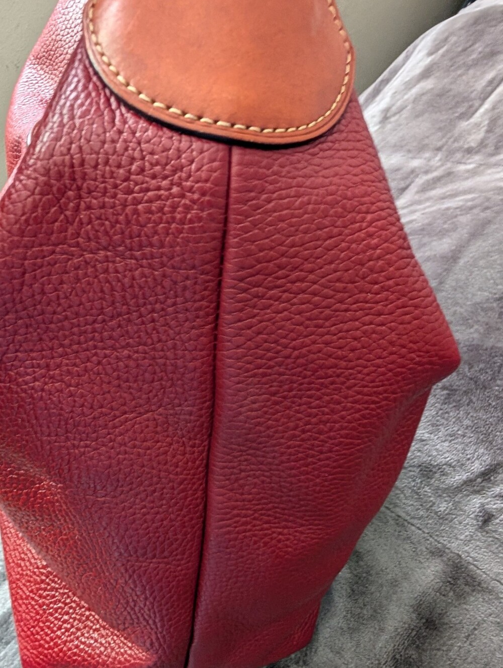 Dooney& Bourke Burgundy Leather Shoulder Hobo Bag with Gold Hardware - Picture 6 of 15